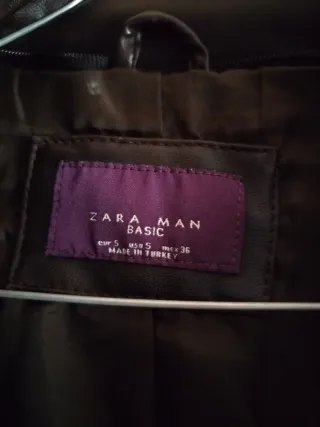 Chaqueta Polipiel ZARA MAN Marrón Oscuro.