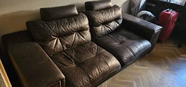 Sofá 3 plazas piel marrón