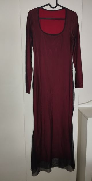 Vestido largo negro disfraz de bruja 