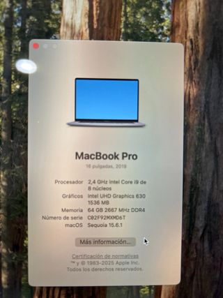 MacBook Pro i9 64GB/1TB impecable
