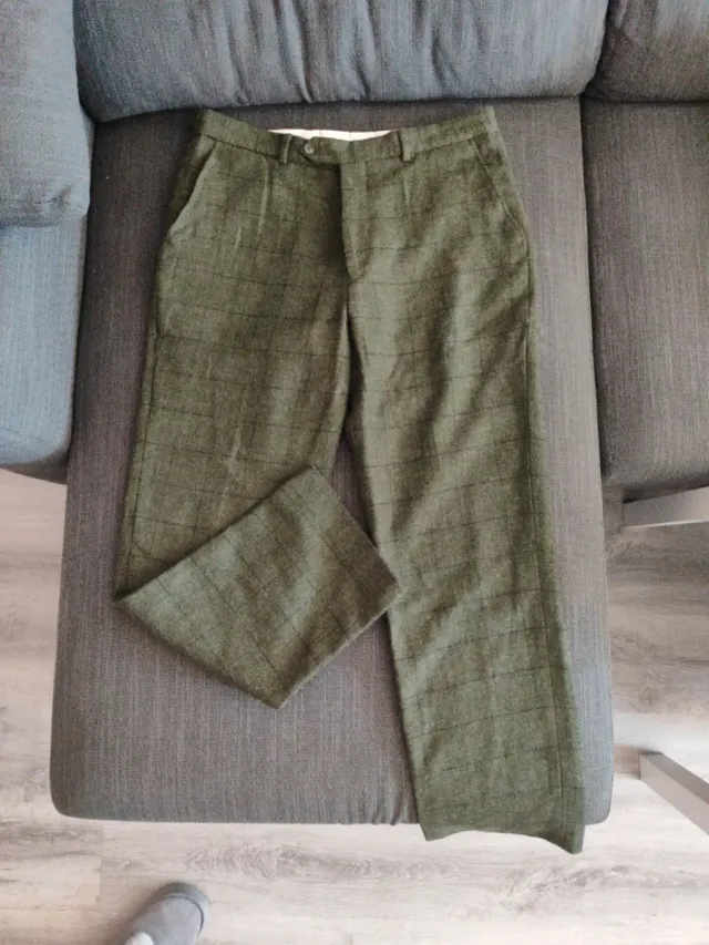 Pantalón vestir cuadros verde