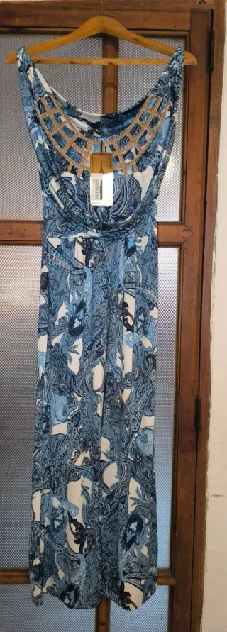 Vestido pantalón azul y blanco MY STORY PARIS