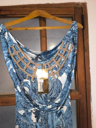 Vestido pantalón azul y blanco MY STORY PARIS