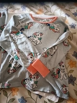 Pijama infantil unicornios azul y rosa,talla 130cm
