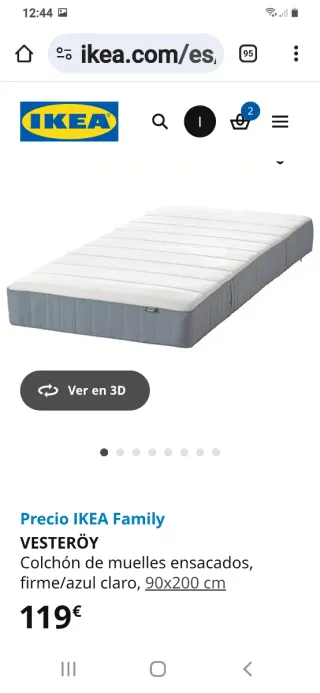 Cama Malm Ikea 90cm Blanca+somier+colchón,completa