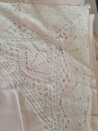 Juego de sábana algodón 135cm encaje hecho a mano