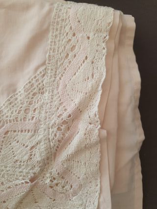 Juego de sábana algodón 135cm encaje hecho a mano