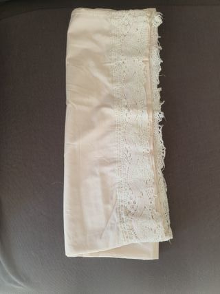 Juego de sábana algodón 135cm encaje hecho a mano