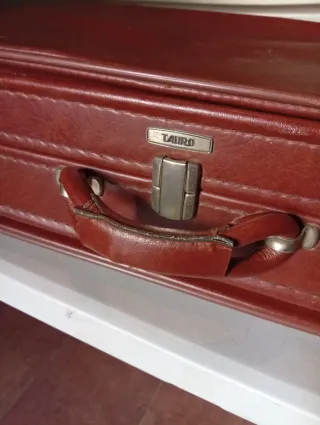 Maleta de viaje vintage cuero marrón