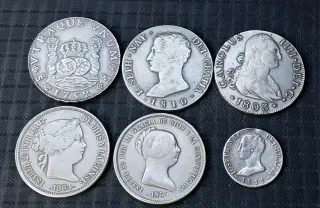 Lote 6 monedas antiguas españolas