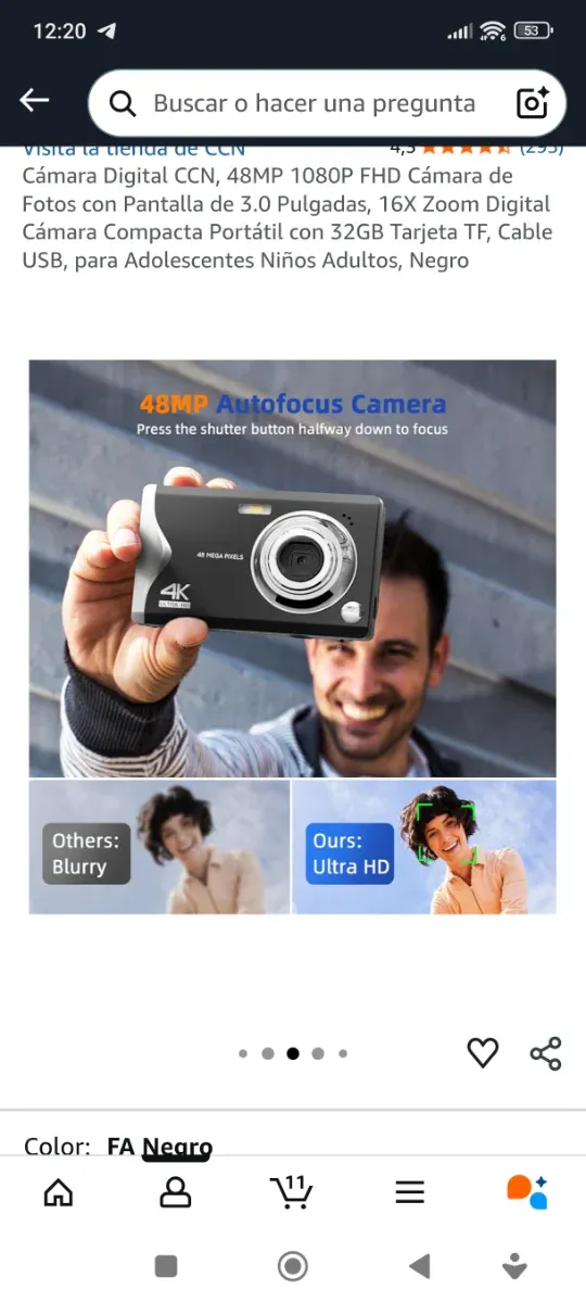 Cámara Digital CCN 48MP 1080P FHD 16X Zoom