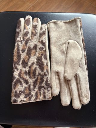 Guantes de leopardo y beige