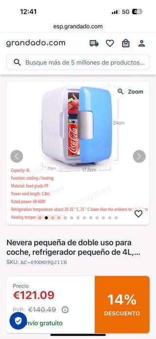 Kit Refrigerador Solar Portátil 4 L frío o calor