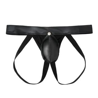 Tanga Doble pouch estilo cuero cierre oculto