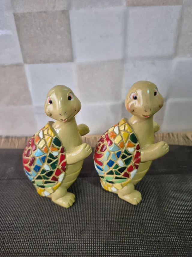 Pareja Tortugas Decoración Mosaico