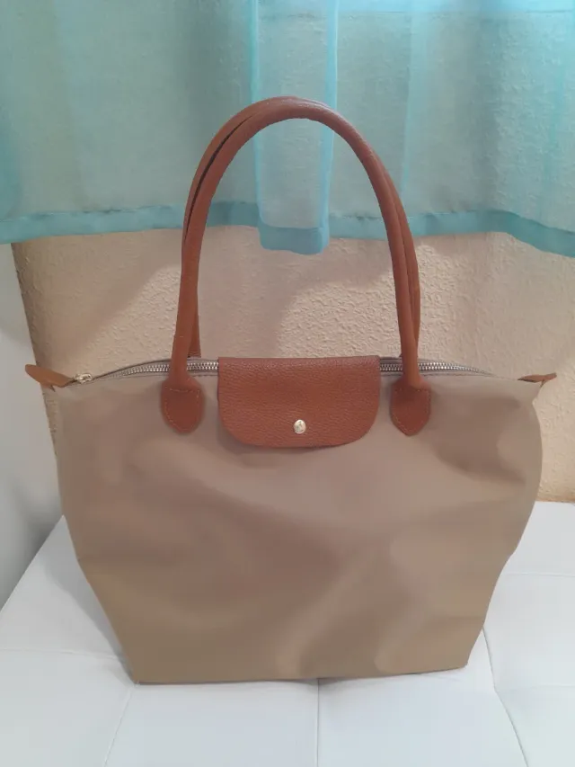 Bolso Nylon Beige Cuero