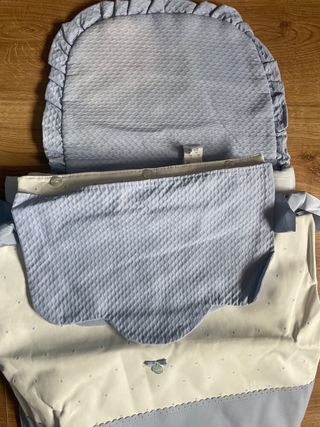Saco para capazo blanco y azul