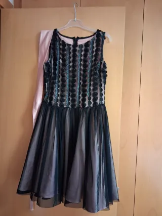 Vestido fiesta negro y rosa talla M