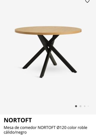 Mesa Comedor Redonda Madera y Patas Negras