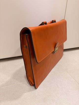 Maletín Cuero Italiano Coñac/Camel