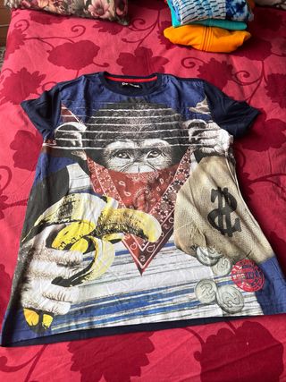 Camiseta Desigual Hombre Mono Plátanos Dinero