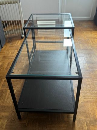 Mesita de salón cristal y metal