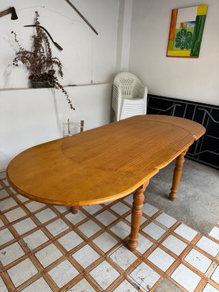 Mesa de comedor extensible de madera