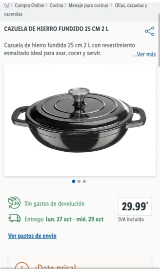 Cazuela Hierro Fundido Ernesto 25cm