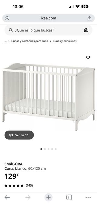 Cuna blanca con colchón