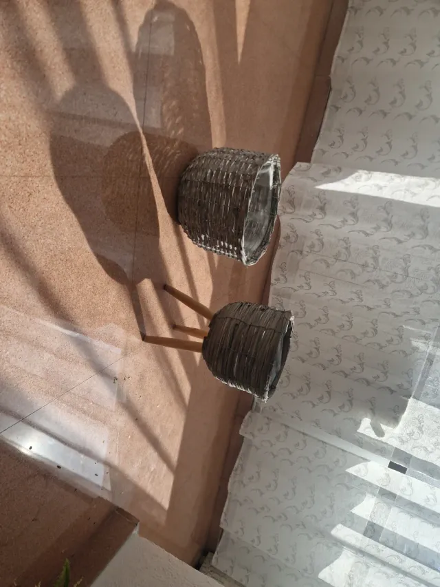 2 Materos de mimbre y cristal
