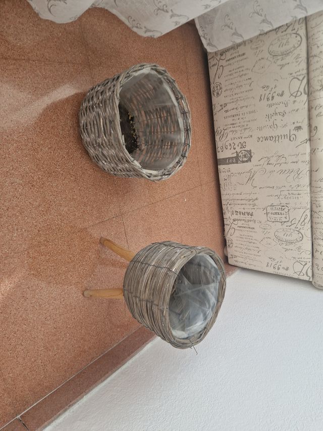 2 Materos de mimbre y cristal