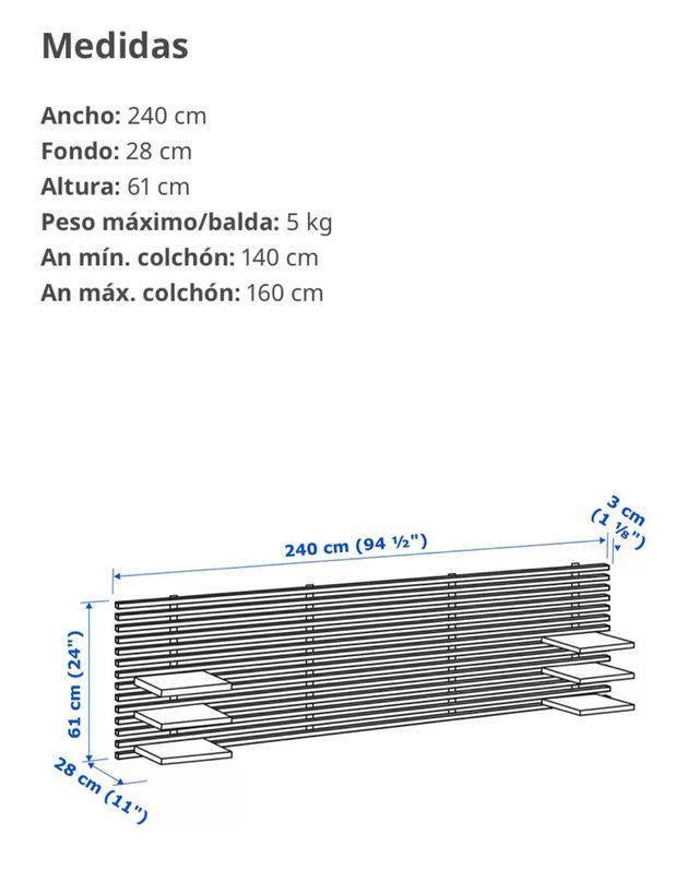 Cabecero de madera Ikea con baldas