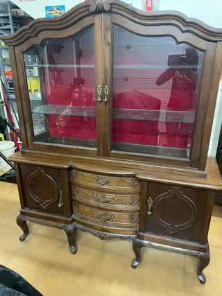 Armario Vitrina Antiguo Madera Cristal