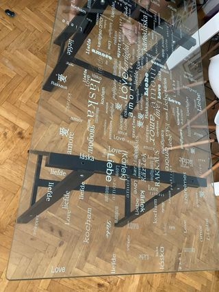 Mesa comedor cristal Ikea palabras diseño