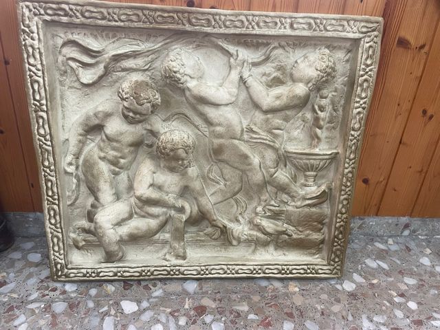 Escultura pared Art Déco figuras niños terracota