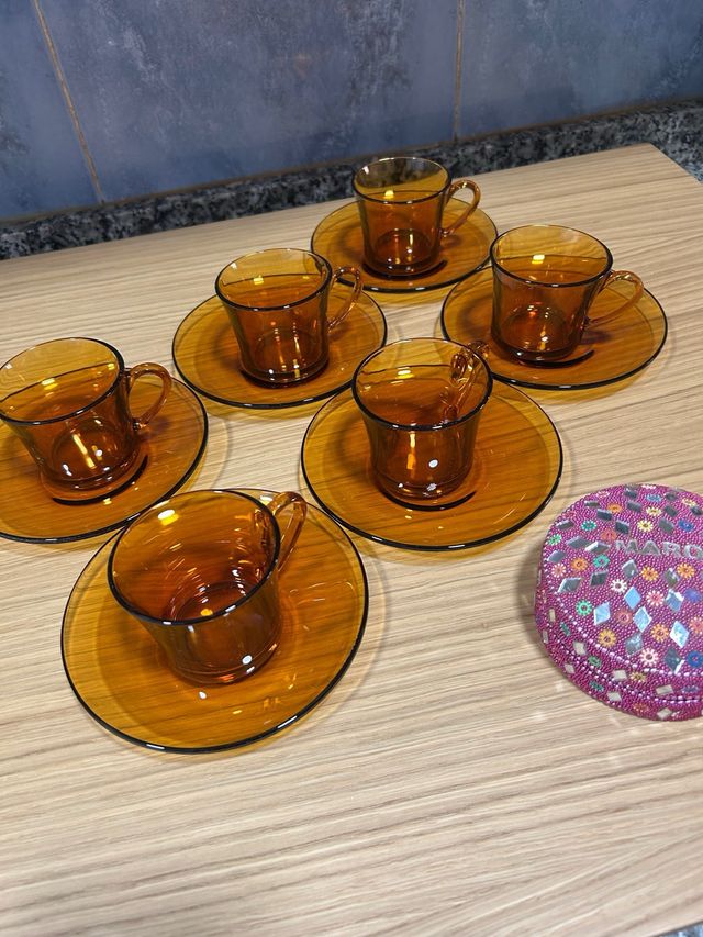 Juego 6 Tazas y Platillos Duralex Ámbar