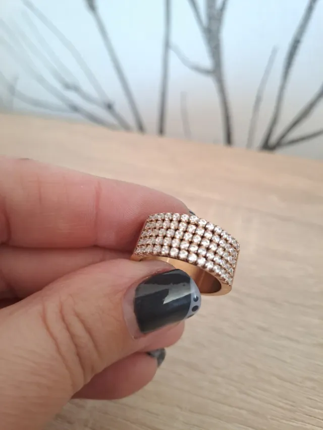 Anillo Acero Rosa pavé de Circonitas