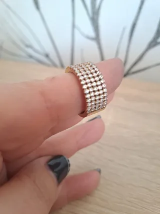 Anillo Acero Rosa pavé de Circonitas