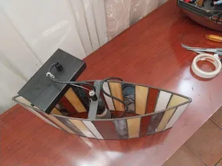 Lámpara de cristal y metal multicolor