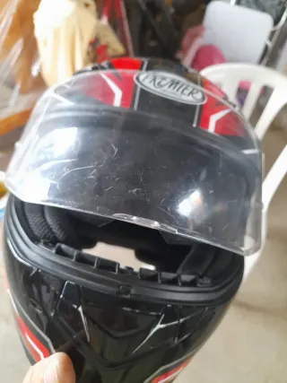 Casco Integral Moto Negro Rojo Gris