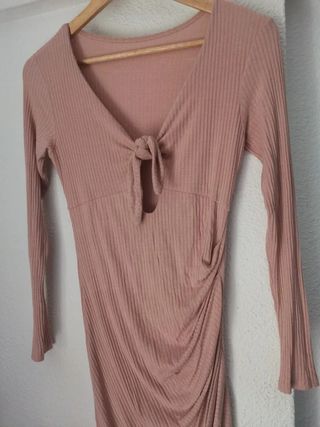 Vestido beige manga larga talla M