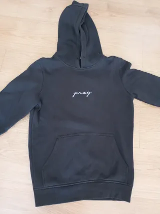 Sudadera Pray Negra Capucha Talla XS