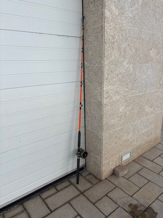 caña pescar, Penn Senator y 300 metros línea.