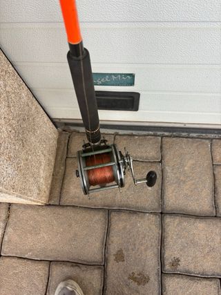 caña pescar, Penn Senator y 300 metros línea.