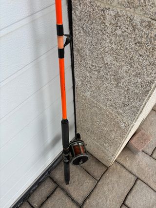 caña pescar, Penn Senator y 300 metros línea.