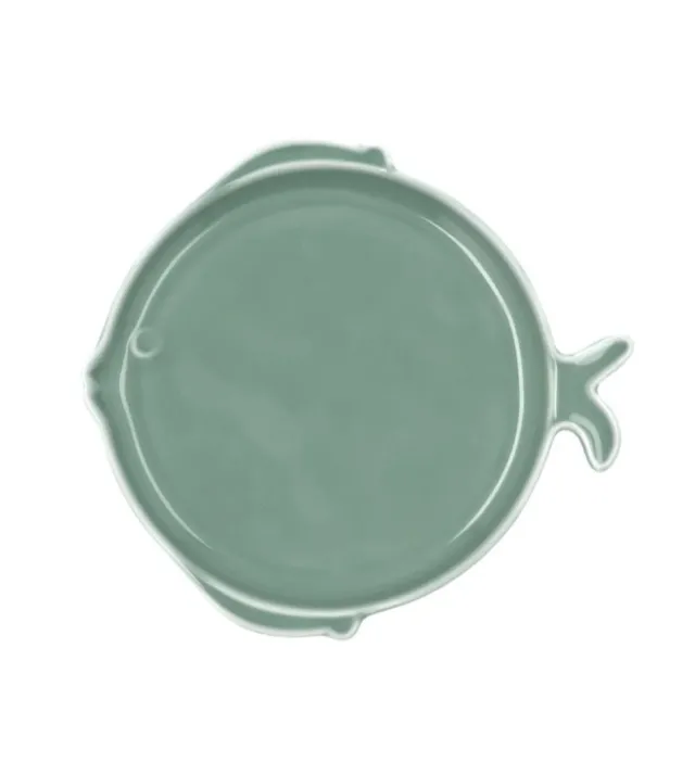 Plato decorativo cerámica verde pez