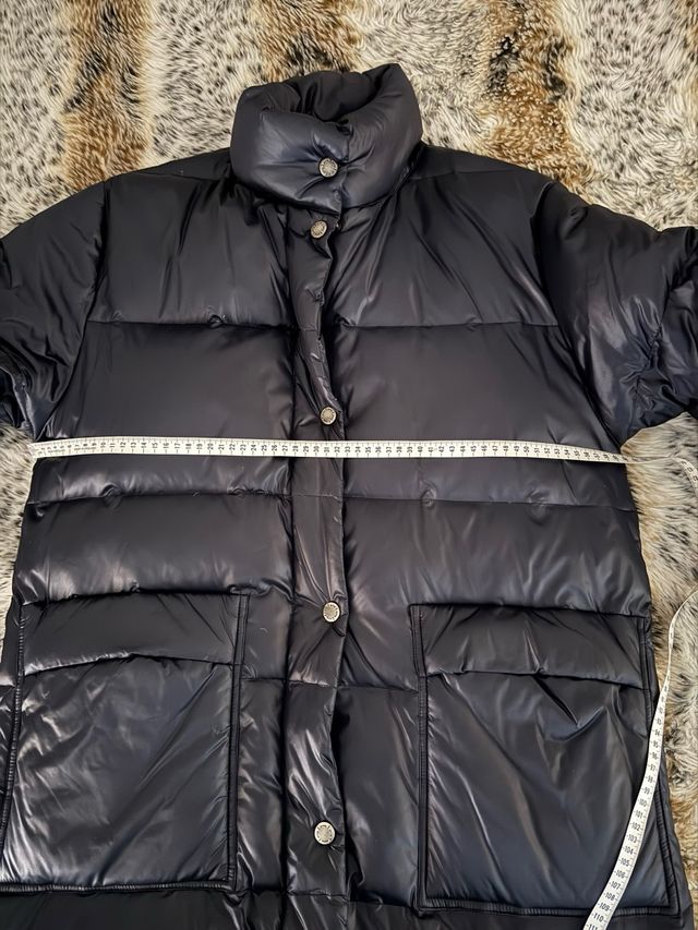 Abrigo largo acolchado plumas negro