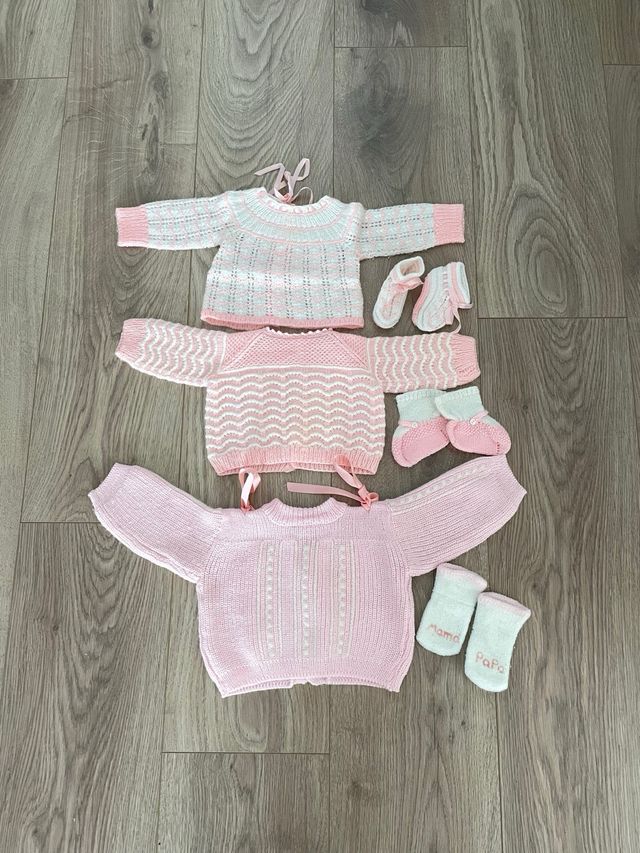 Conjunto Jerseys y Patucos Bebé Rosa y Blanco