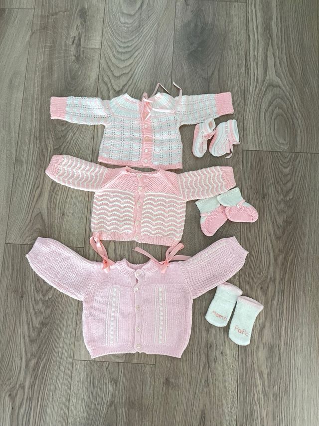 Conjunto Jerseys y Patucos Bebé Rosa y Blanco