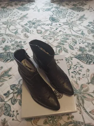 Botín cowboy piel Silbon negro